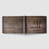 Rustic Wood Black Monogram Wedding Guest Book Gästebuch (Voll)