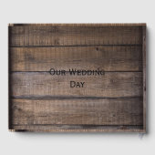 Rustic Wood Black Monogram Wedding Guest Book Gästebuch (Rückseite)