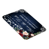 Rustic Wood Blue Burgundy Floral Save the Date Magnet (Rechte Seite)