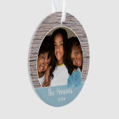 Rustic Wood Blue Christmas Tree Foto Ornament (Vorderseite)
