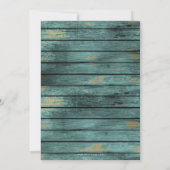 Rustic Wood Blue Coral Starfish Beach Baby Dusche Einladung (Rückseite)