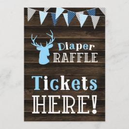 Rustic Wood Blue Deer Diaper Fahrkartensignatur Einladung