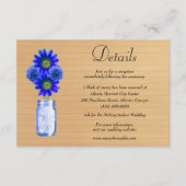 Rustic Wood Blue Floral Mason Jar Wedding Details Begleitkarte (Vorderseite)