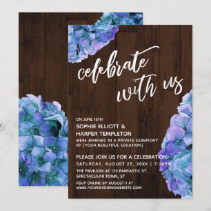 Rustic Wood Blue Hydrangea feiert mit uns Einladung