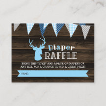 Rustic Wood Blue Ier Boy Diaper Raffle Ticket