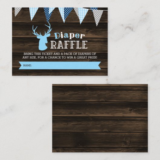 Rustic Wood Blue Ier Boy Diaper Raffle Ticket Begleitkarte (Vorne/Hinten)