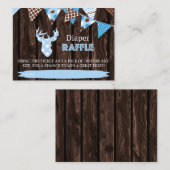 Rustic Wood Blue Kariert Deer Diaper Raffle Ticket Begleitkarte (Vorne/Hinten)