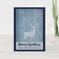 Rustic Wood Blue Rentier Country Weihnachten