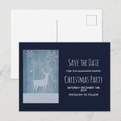 Rustic Wood Blue Rentier Country Weihnachten Postkarte (Vorne/Hinten)