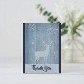 Rustic Wood Blue Rentier Country Weihnachten Postkarte (Stehend Vorderseite)