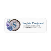 Rustic Wood Blue Watercolor Floral Wedding Label (Vorne)