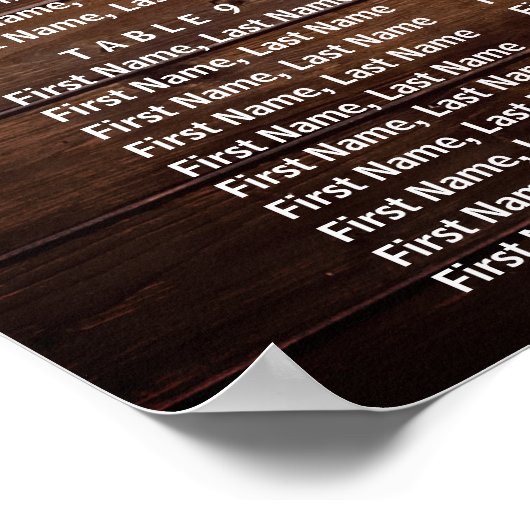 Rustic Wood Blush Floral Wedding Seating Chart Poster (Ecke)