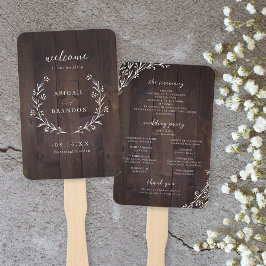 Rustic Wood Boho Floral Country Wedding Programm Fächer