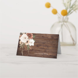 Rustic Wood Boho Floral Terracotta Wedding Platzkarte