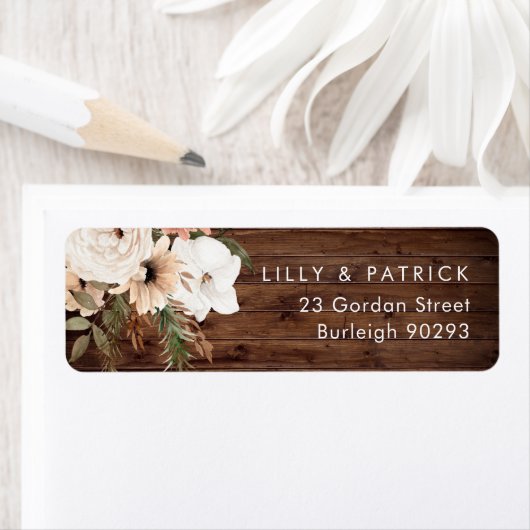 Rustic Wood Boho Rücksendeadresse Wedding (Insitu)