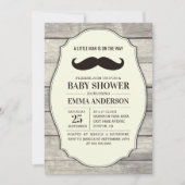 Rustic Wood Boy Baby Shower Einladung - Mustache (Vorderseite)