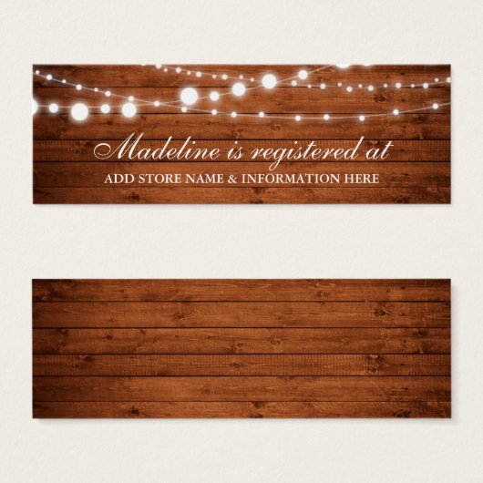 Rustic Wood Brautparty Registrierungskarte einfüge (Vorne & Hinten)