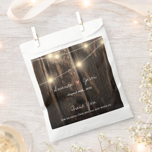 Rustic Wood Bride Groom Vielen Dank für Ihre Hochz Geschenktütchen (Ausgeschnitten)