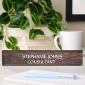 Rustic Wood Brown Monogram Name Classy Elegant Namensplakette