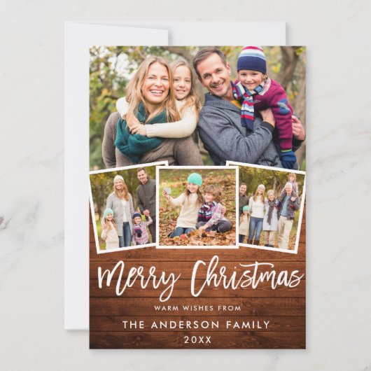 Rustic Wood Brush Script 4 Foto Weihnachten (Vorderseite)
