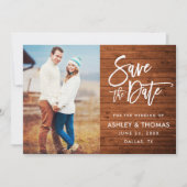 Rustic Wood Brush Script-Foto Save The Date (Vorderseite)