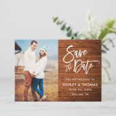 Rustic Wood Brush Script-Foto Save The Date (Stehend Vorderseite)