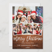 Rustic Wood Brush Script Star 4 Foto Weihnachten (Vorderseite)