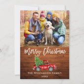 Rustic Wood Brush Script Vintag LKW Weihnachten (Vorderseite)