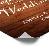 Rustic Wood Burgund Blumenzwiebelhochzeit Willkomm Poster (Ecke)