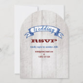 Rustic Wood Burgundy Blue Vintag Lovebird Wedding Einladung (Rückseite)