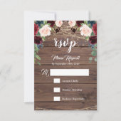 Rustic Wood Burgundy Blume RSVP-Karte RSVP Karte (Vorderseite)