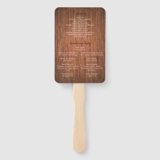 Rustic Wood Burgundy Floral Mason Jar Wedding Fächer (Rückseite)