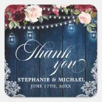 Rustic Wood Burgundy Floral Mason Jar Wedding