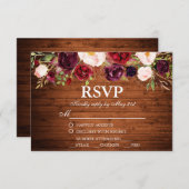 Rustic Wood Burgundy Floral Wedding RSVP w/food (Vorne/Hinten)