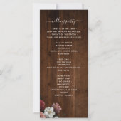 Rustic Wood Burgundy Pink Floral Wedding Programm (Rückseite)
