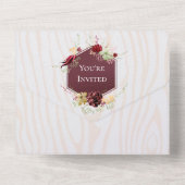 Rustic Wood Burgundy Wedding All In One Einladung (Rückseite)