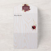 Rustic Wood Burgundy Wedding All In One Einladung (Außenbereich)