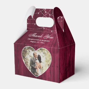 Rustic Wood Burgundy Wedding Foto Geschenkschachtel