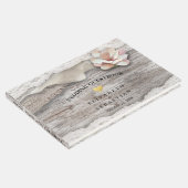 Rustic Wood Burlap Lace Floral Wedbook Gästebuch (Ecke)