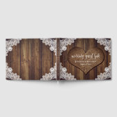 Rustic Wood Burlap Lace Wedding Gästebuch (Voll)