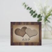 Rustic Wood Burlap Lace Wedding RSVP Postcard Einladungspostkarte (Stehend Vorderseite)