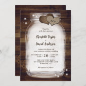 Rustic Wood Burlap Mason Jar Wedding Einladung (Vorne/Hinten)