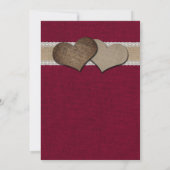 Rustic Wood Burlap Sonnenblume Burgundy Wedding Einladung (Rückseite)