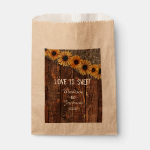 Rustic Wood Burlap Sonnenblume Hochzeit Liebe ist  Geschenktütchen