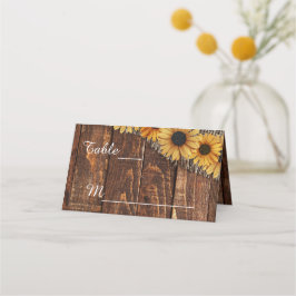 Rustic Wood Burlap Sonnenblume Hochzeitsstimmung T Platzkarte