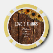 Rustic Wood & Burlap Sonnenblumen Hochzeit Vielen Pokerchips (Rückseite)
