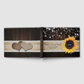 Rustic Wood Burlap Sunflower Wedding Gästebuch (Voll)