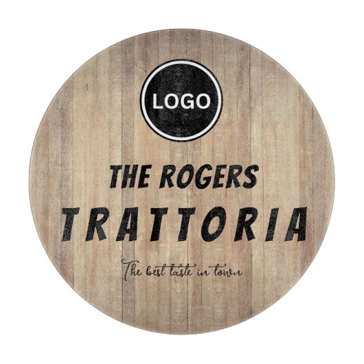 Rustic Wood Business Logo Trattoria Schneidebrett (Vorderseite)