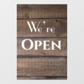 Rustic Wood Business Restaurant Wir sind Open Sign Fensteraufkleber (Blatt)