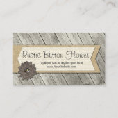 Rustic Wood Button Fabric Blume & Shabby Burlap Visitenkarte (Vorderseite)